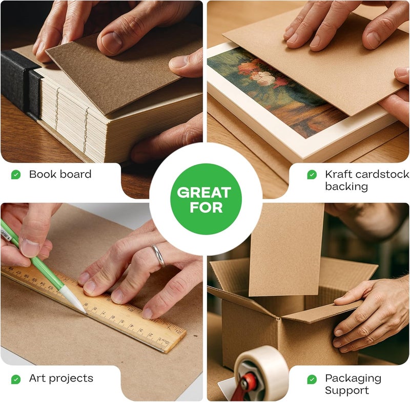 IDL Packaging أوراق لوح رقائقي 8.5" × 11"، عبوة من 70 - أوراق كرتونية مصنوعة في الولايات المتحدة للتزيين، الإطارات - ورق كرتوني بني بسماكة 0.022" - وسادات لوح رقائقي للحرف، مشاريع DIY - Image 5